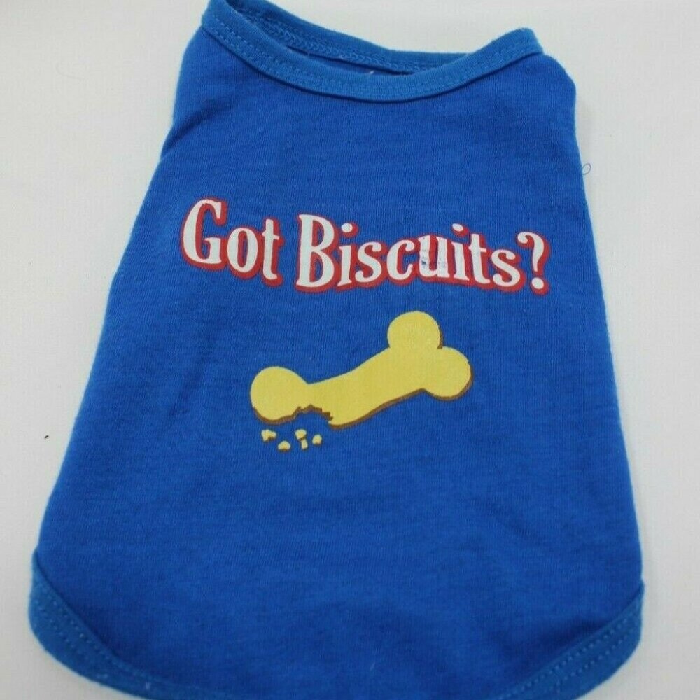 Got Biscuts Size S Pet Sleeveless Blue Tank Top
